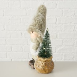 SJARMERENDE JULEGUTT MED  LYS I TREET, H 22 CM