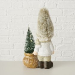 SJARMERENDE JULEGUTT MED  LYS I TREET, H 22 CM