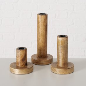 ENKEL OG TRENDY LYSESTAKE I TRE, H 9 CM