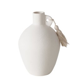 VAKKER KERAMIKK VASE, HVIT MED "DUSK", H 22 CM