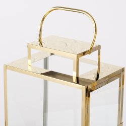 VAKKER LYKT I METALL, REKTANGUL�R, GULLFARGET, H 36 CM