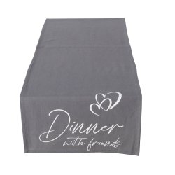 STILIG LPER MED TEKST "DINNER WITH FRIENDS", 40 X 140 CM, MRK GR