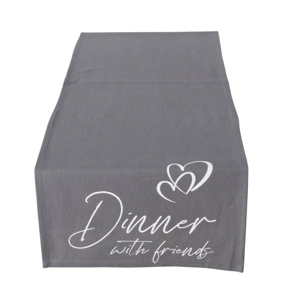 STILIG LPER MED TEKST "DINNER WITH FRIENDS", 40 X 140 CM, MRK GR