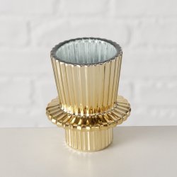 ENKEL OG TRENDY LYSESTAKE I GLASS, H 7 CM