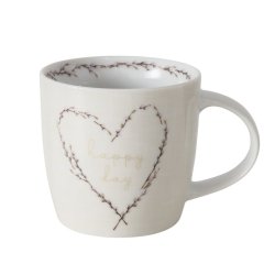 KOSELIG KRUS MED HJERTEMOTIV, BEIGE/HVIT, 330 ML