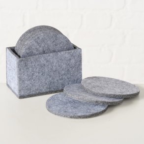 10 STK. GLASSBRIKKER I FILT MED HOLDER, GR