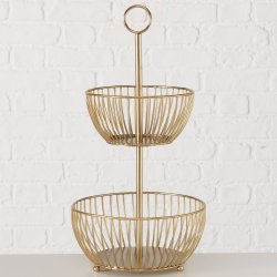 NYDELIG KURV/FAT P� STETT I METALL, GULLFARGET, H 50 CM