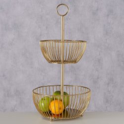 NYDELIG KURV/FAT P� STETT I METALL, GULLFARGET, H 50 CM