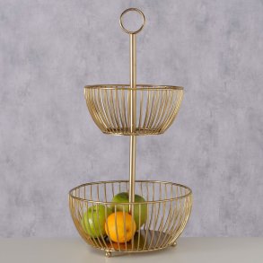 NYDELIG KURV/FAT P� STETT I METALL, GULLFARGET, H 50 CM