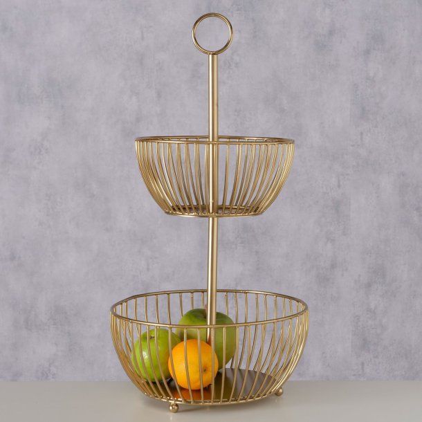 NYDELIG KURV/FAT P� STETT I METALL, GULLFARGET, H 50 CM