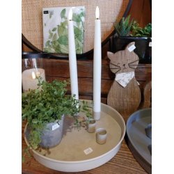 LEKKERT METALLFAT MED 4 MAGNET LYSHOLDERE, BEIGE, 25 CM