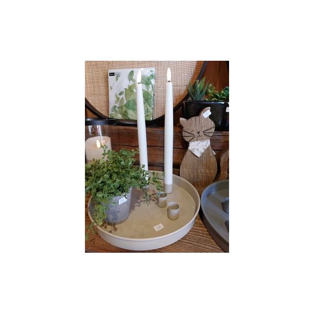 LEKKERT METALLFAT MED 4 MAGNET LYSHOLDERE, BEIGE, 25 CM