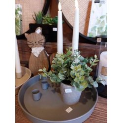 LEKKERT METALLFAT MED 4 MAGNET LYSHOLDERE, GR, 25 CM