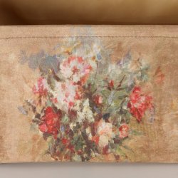 VAKKER KURV I VELOUR MED HNDMALT MOTIV, 26 X 36 CM