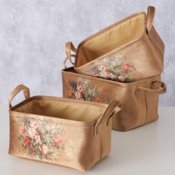 VAKKER KURV I VELOUR MED HNDMALT MOTIV, 26 X 36 CM