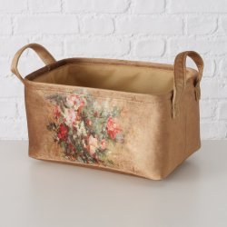 VAKKER KURV I VELOUR MED HNDMALT MOTIV, 26 X 36 CM