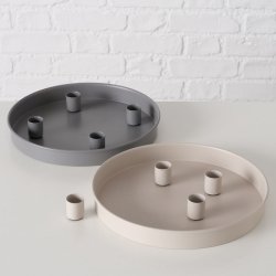 LEKKERT METALLFAT MED 4 MAGNET LYSHOLDERE, GR, 25 CM