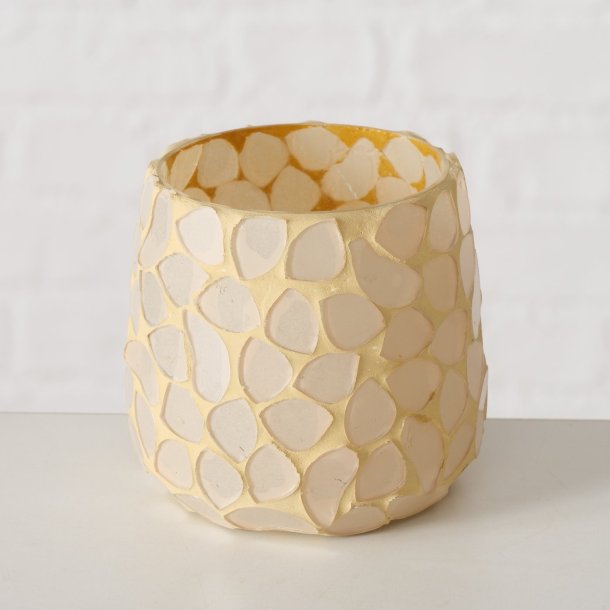 LEKKERT MOSAIKK LYSGLASS, 8 X 8 CM, LYS ORANGE