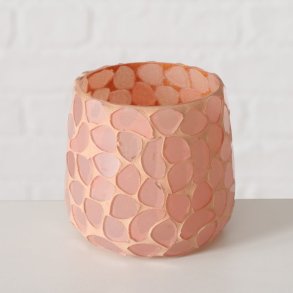 LEKKERT MOSAIKK LYSGLASS, 8 X 8 CM, ROSA