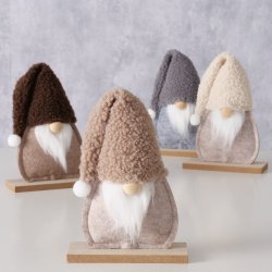 KOSELIG FILTNISSE MED LUE, BEIGE, H 18 CM