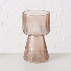 VAKKER GLASSVASE, ROSA, H 18 CM