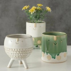 ARTIG BLOMSTERURNE MED SMIL, H 12 CM, DIA 10 CM