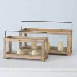 STOR OG VAKKER LYKT I TRE, 25 X 50 CM