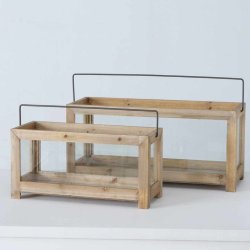 STOR OG VAKKER LYKT I TRE, 25 X 50 CM