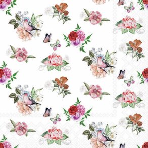 NYDELIG SERVIETT MED SM� ROSER, KAFFE