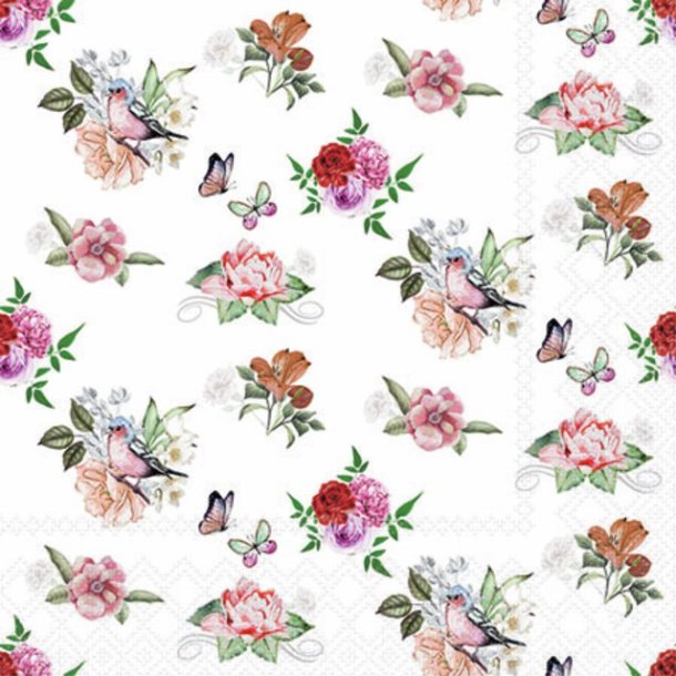 NYDELIG SERVIETT MED SM� ROSER, KAFFE