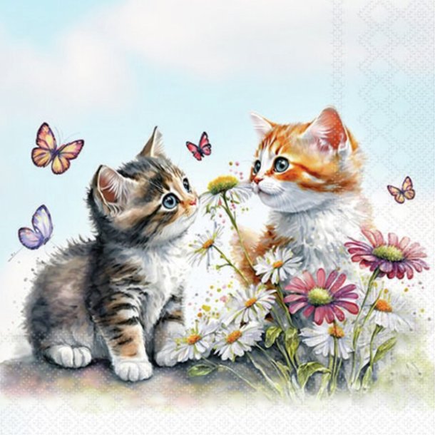 NYDELIG SERVIETT MED KATTEMOTIV, KAFFE