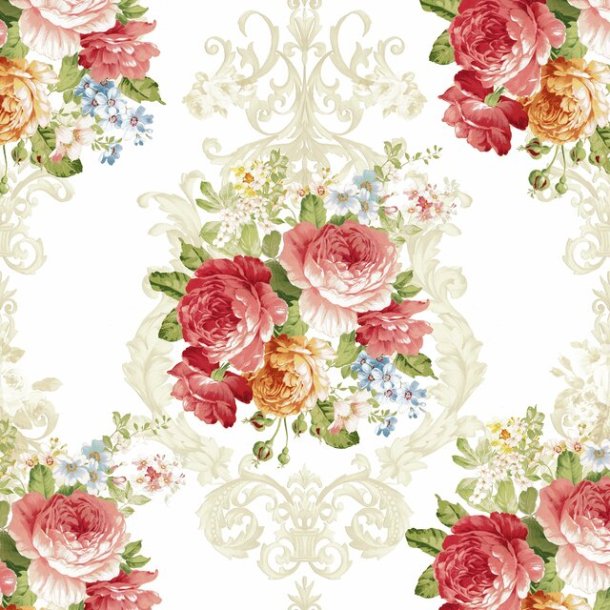 NYDELIG SERVIETT MED ROSEMOTIV, LUNCH