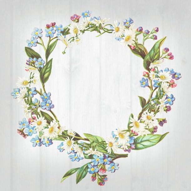 VAKKER SERVIETT MED BLOMSTER KRANS, LUNCH