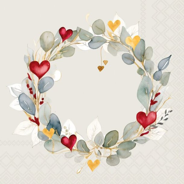 NYDELIG SERVIETT MED EUCALYPTUS KRANS, LUNCH