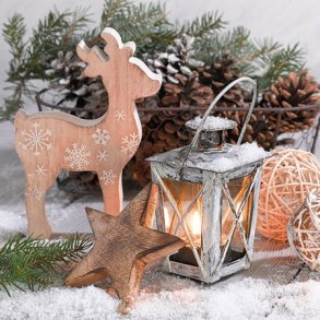 JULESERVIETT MED LYKT, KAFFE, 25 X 25 CM