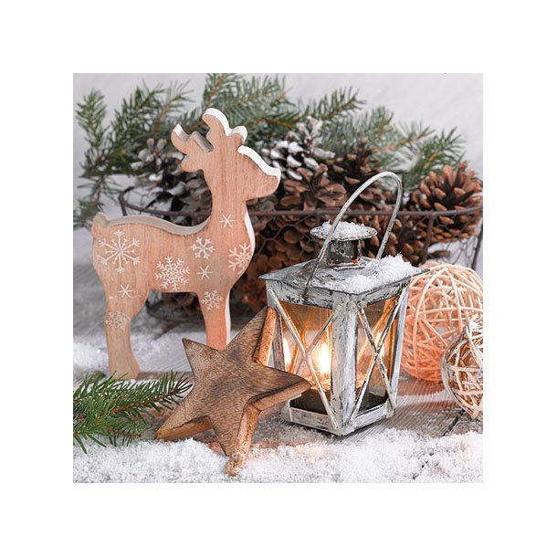 JULESERVIETT MED LYKT, KAFFE, 25 X 25 CM