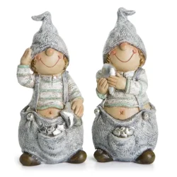 SJARMERENDE JULEBARN GR/SLV, H 12 CM