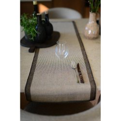 LEKKER L�PER, BRUN/BEIGE MED BRUNE KANTER, 33 X 120 CM