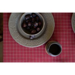 NYDELIG JULEDUK, R�D/LIN, 145 X 250 CM, BOMULL