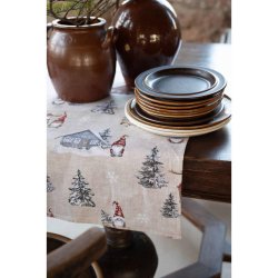 NYDELIG JULEL�PER, BOMULL, LIN/R�D, 45 X 150 CM