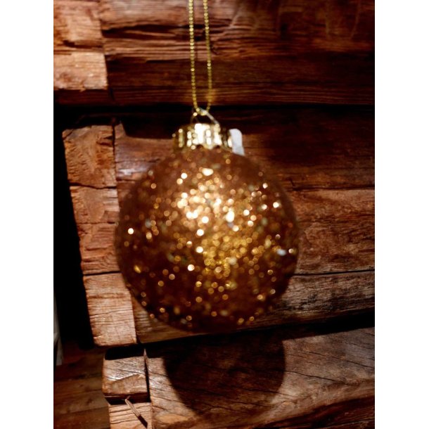 VAKKER GLITTERKULE, BRONSEFARGET, 8 CM