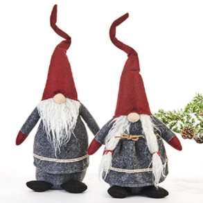 KOSELIG NISSEFAR I GR VADMELSKLR OG RD LUE, H 45 CM