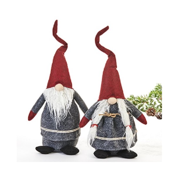 KOSELIG NISSEFAR I GR VADMELSKLR OG RD LUE, H 45 CM