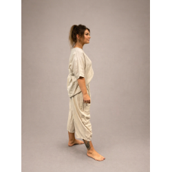 NYDELIG ONE-SIZE TOPP I LIN/BOMULL, BEIGE