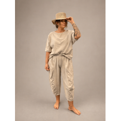 NYDELIG ONE-SIZE TOPP I LIN/BOMULL, BEIGE