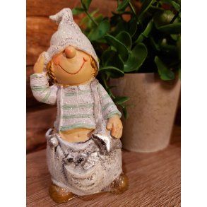 SJARMERENDE JULEBARN GR/SLV, H 12 CM