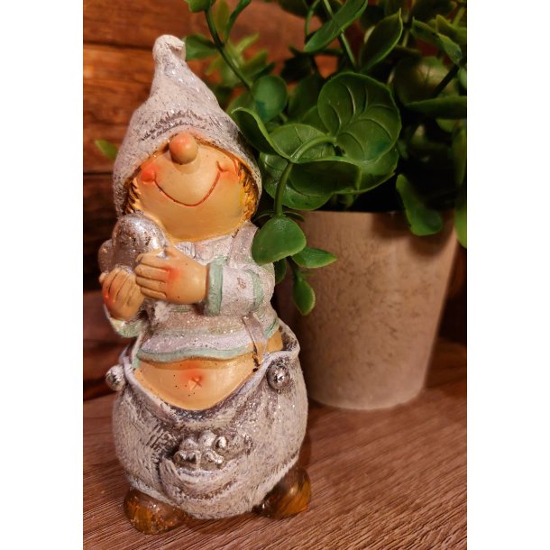 SJARMERENDE JULEBARN GR/SLV, H 12 CM