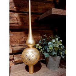 VAKKERT JULETRESPYD I GLASS, GULL, H 29 CM