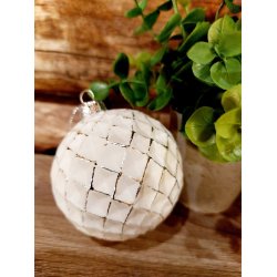 NYDELIG JULEKULE, HVIT M/SLV 8 CM, RUND