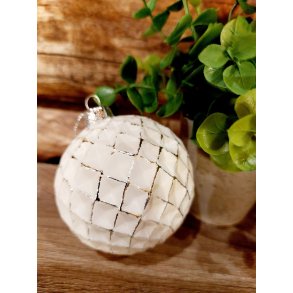 NYDELIG JULEKULE, HVIT M/SLV 8 CM, RUND